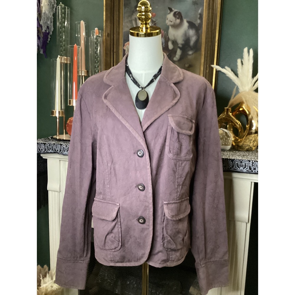 Westbound Womens Mauve Purple Floral Damask Jacquard Blazer Jacket Size M